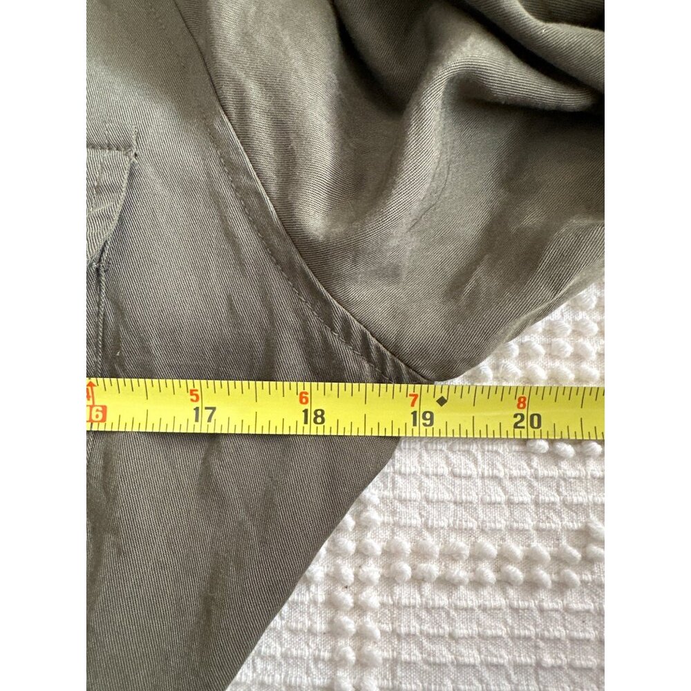 Topshop ShirtDress Sz 10 Army Green Button Front Roll Tab Slv Modern City Safari - Picture 9 of 13